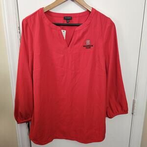 NEW Talbots NC State Wolfpack Club Womens Red Blouse Sz M Top Collegiate Teacher